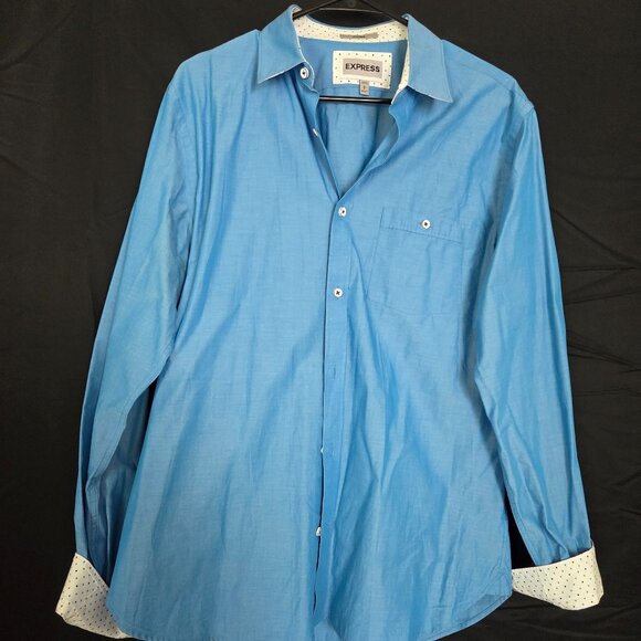 Express Designer Shirt With Graphic Cuffs Size Large - Picture 1 of 7